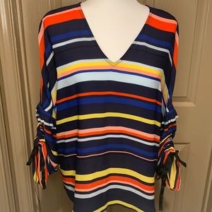 Halogen fun stripped size medium, v neck blouse.